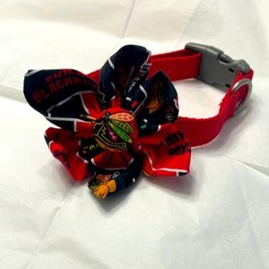 Chicago Blackhawks flower  14-18” dog collar